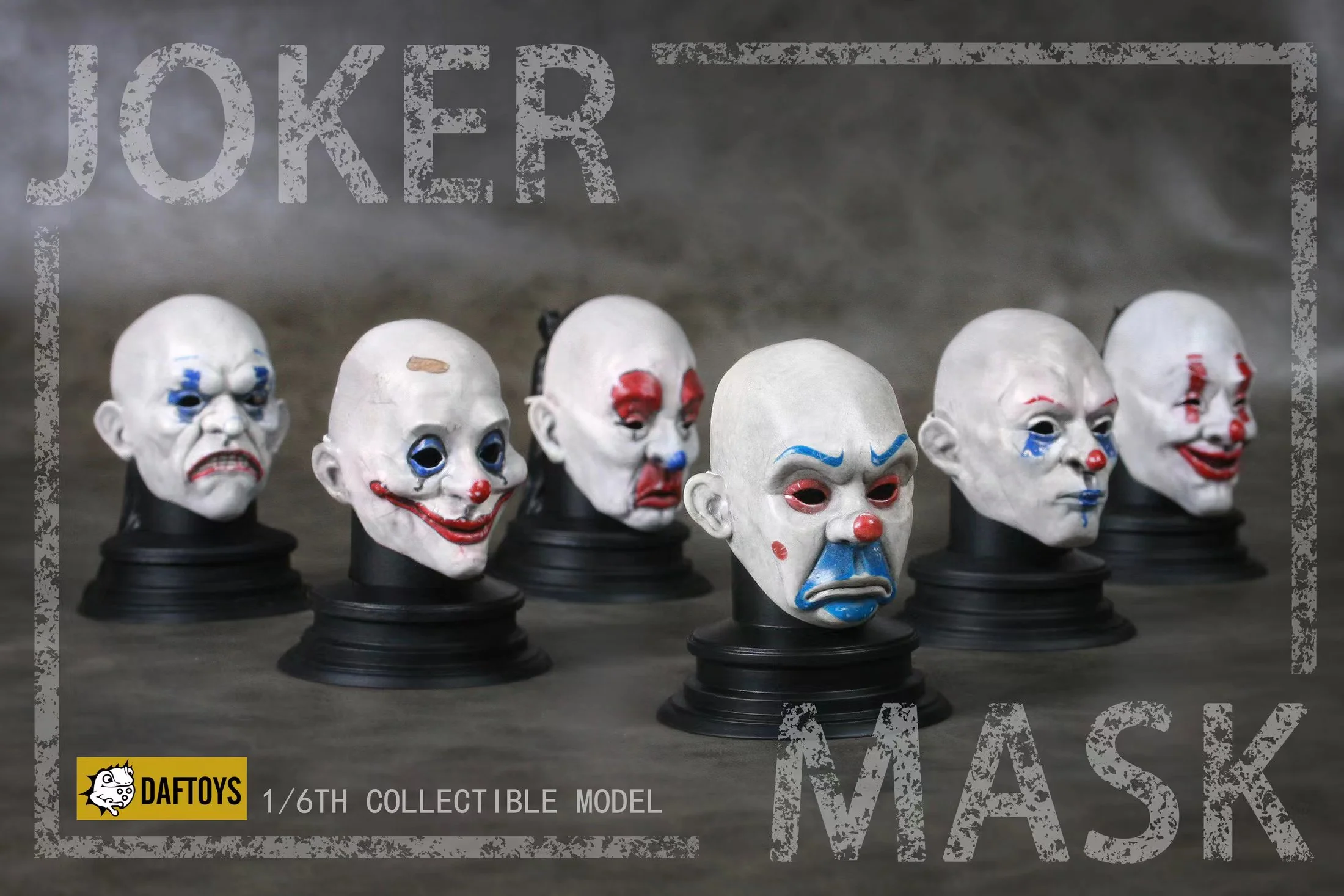 Preorder! Daftoys F025 1/6 Scale Set of 6 Joker Masks with Base - Image 10