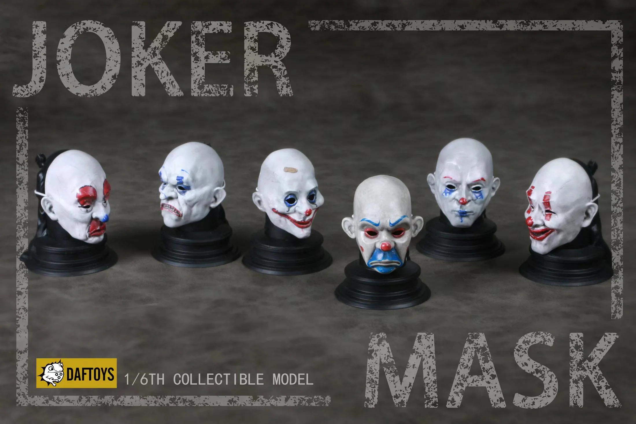 Preorder! Daftoys F025 1/6 Scale Set of 6 Joker Masks with Base - Image 4
